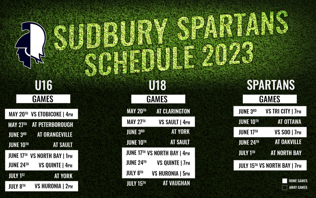 Sudbury Spartans Release 2023 Season Schedule for U16, U18 & Men’s Teams